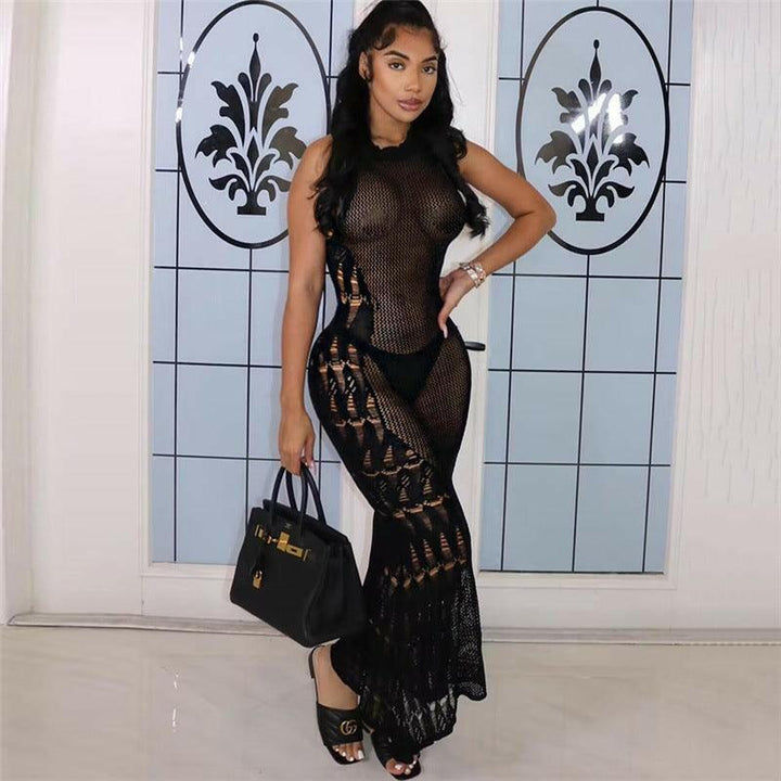 Léna Sleeveless long Dress-Black - La Belle Gina Boutique