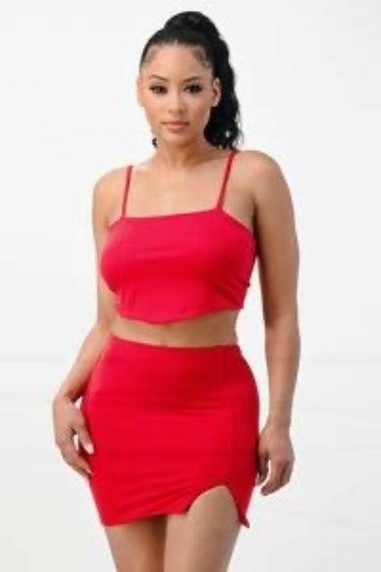 Lia set with strap band crop top and skirt set - La Belle Gina Boutique