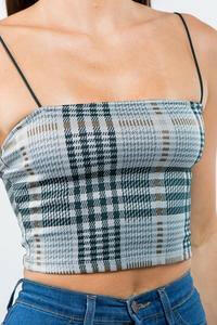 Lia sleeveless plaid printed crop top - La Belle Gina Boutique