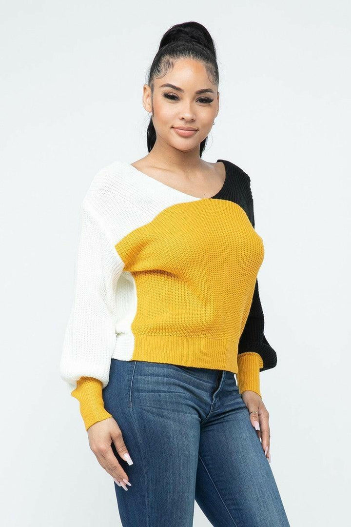 Lia twisted open back cozy sweater - La Belle Gina Boutique