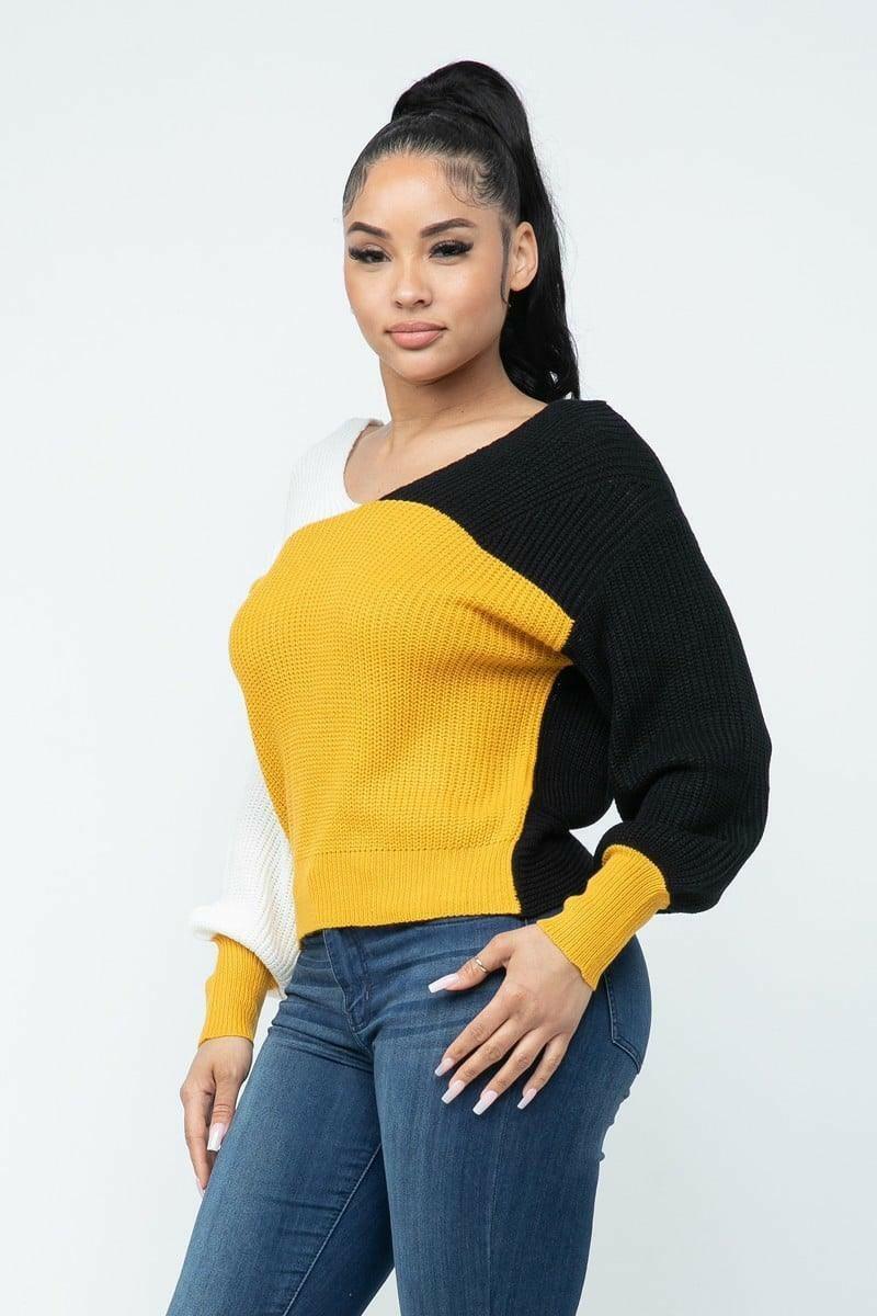 Lia twisted open back cozy sweater - La Belle Gina Boutique