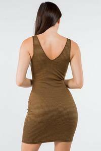 Lora sleeveless V-neck mini dress-Caramel - La Belle Gina Boutique