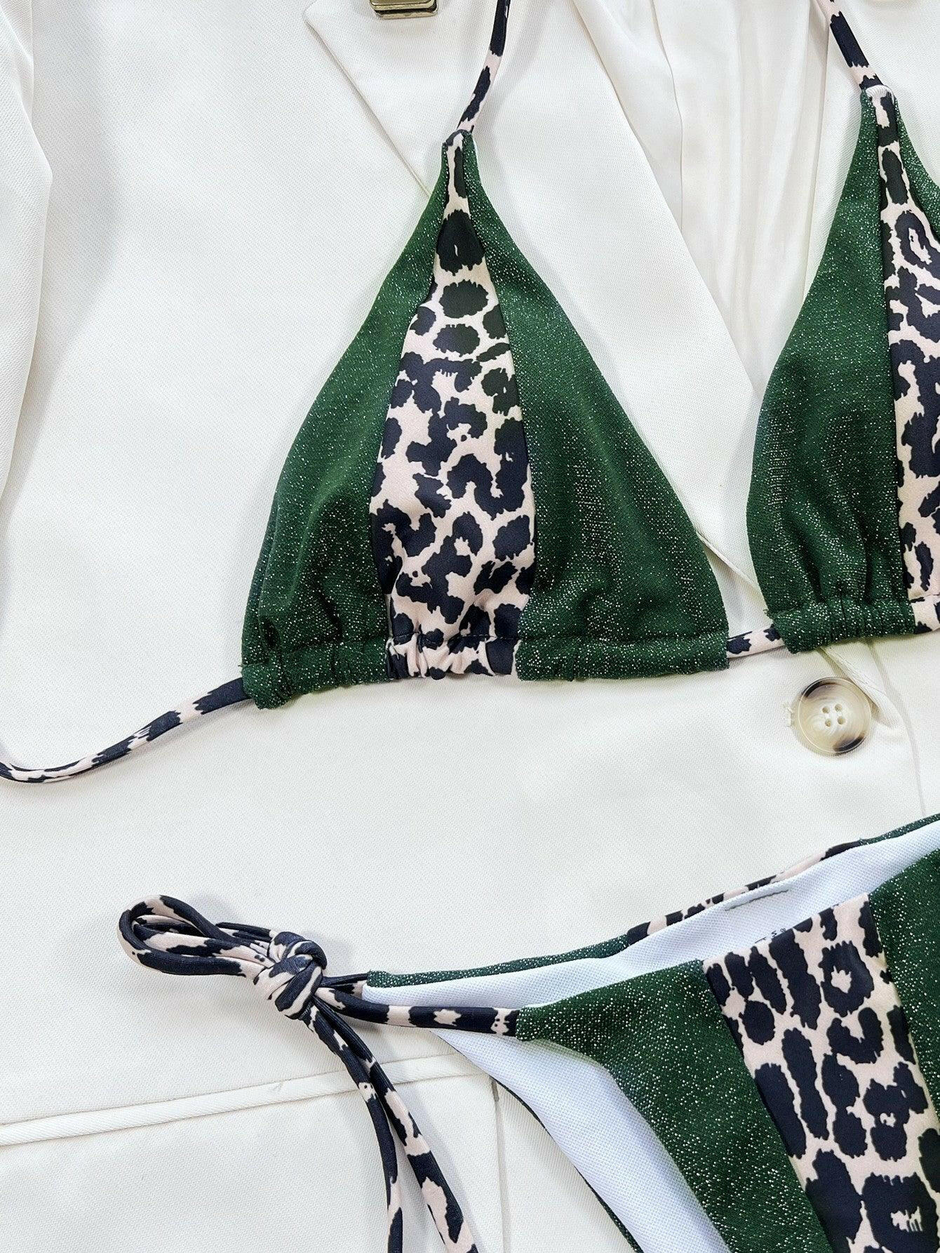 Lora triangle swimsuit-Leopard - La Belle Gina Boutique