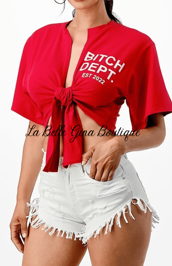 MARIA round neck short sleeves front open crop top - La Belle Gina Boutique