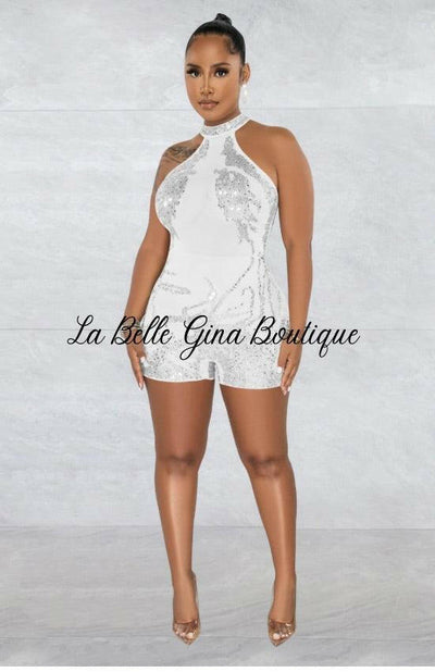 Mila Gauze Perspective Ironing Sleeveless Shorts Jumpsuit-White - La Belle Gina Boutique