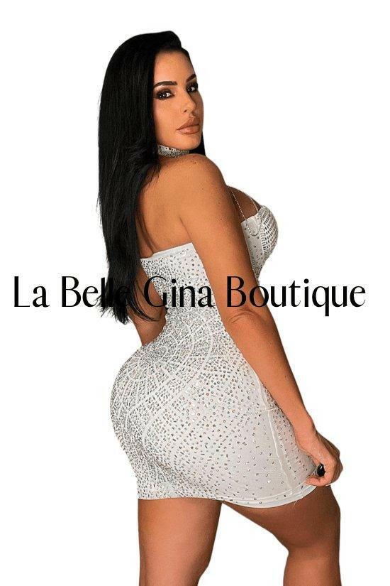 Mirtha tight chest tassel hot drill dress-white - La Belle Gina Boutique