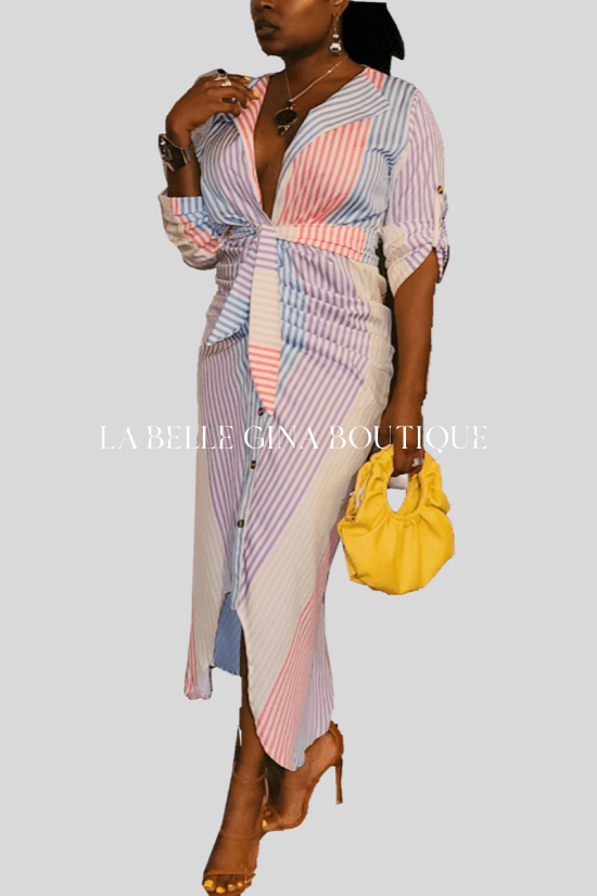 MYA custom print cardigan dress - La Belle Gina Boutique