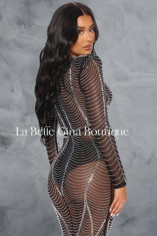 Mya sexy mesh Maxi dress - black - La Belle Gina Boutique