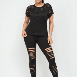 Nelle Brushed Round Neck leggings set - La Belle Gina Boutique