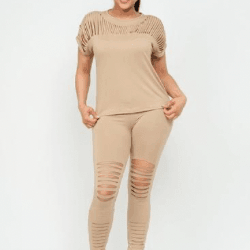 Nelle Brushed Round Neck leggings set - La Belle Gina Boutique