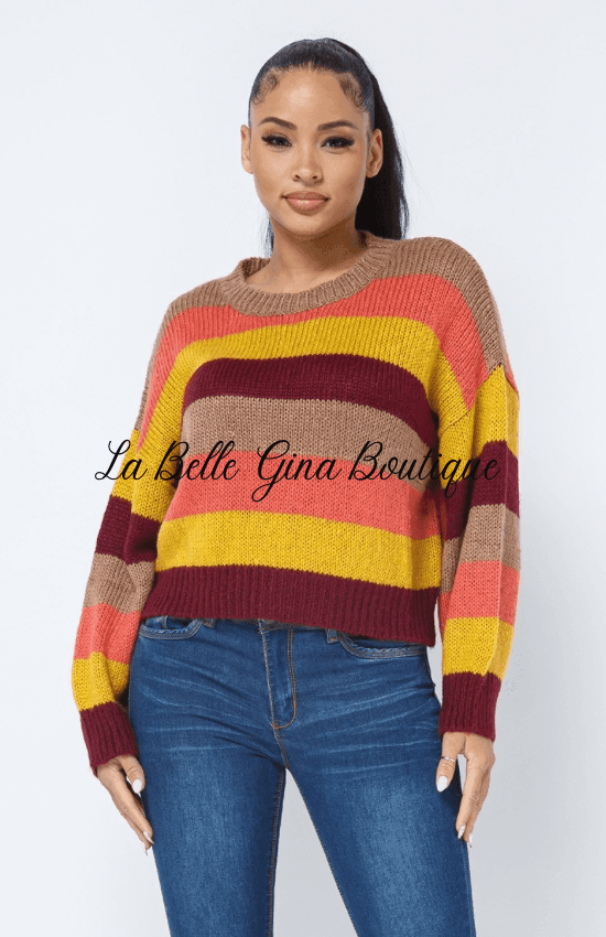 Nellie stripe cozy sweater - La Belle Gina Boutique