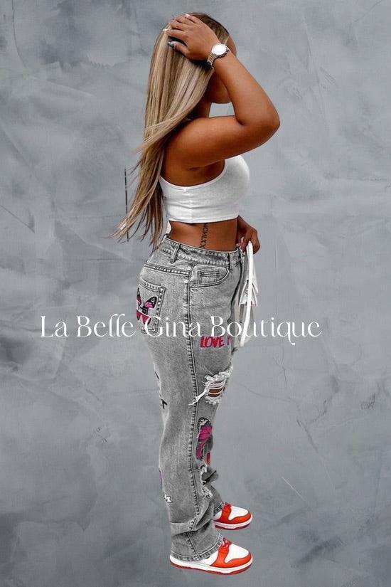 Nia hole fashion jeans - La Belle Gina Boutique