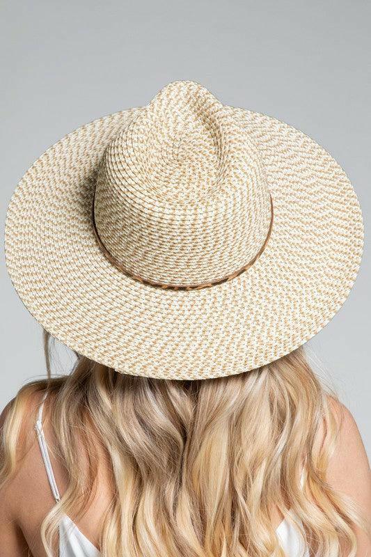 Panama Woven Natural print band Hat - La Belle Gina Boutique