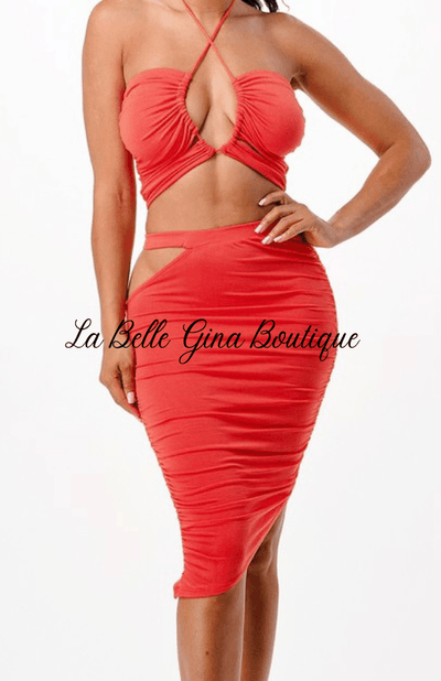 Rosie cut out skirt and sexy halter top - La Belle Gina Boutique
