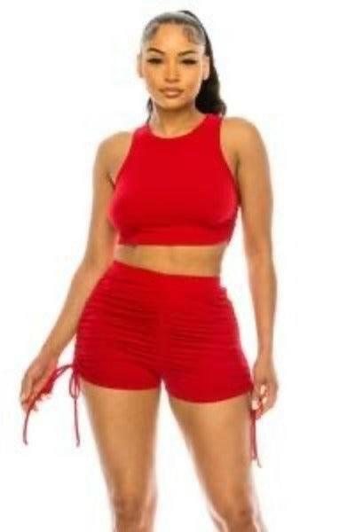 Rosie round neck cropped tank top and shorts set - La Belle Gina Boutique