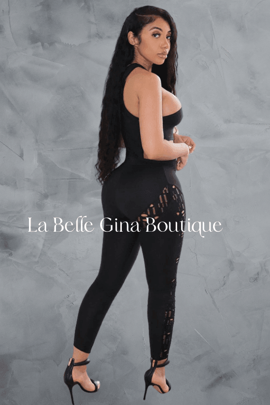 Rosie sexy sleeveless cutout skinny hip lift bodysuit - La Belle Gina Boutique