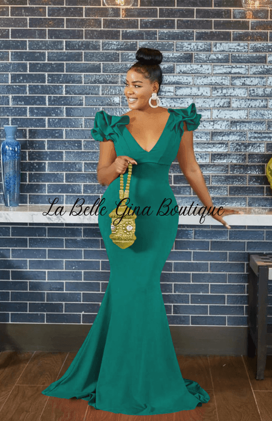 Sali V neck sleeveless dress Green - La Belle Gina Boutique