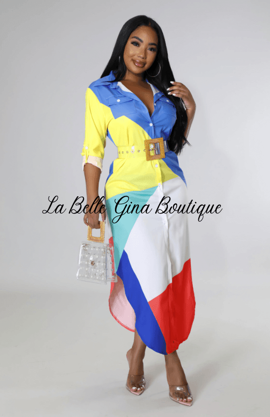 Sandia Casual Shirt Dress-multicolor - La Belle Gina Boutique