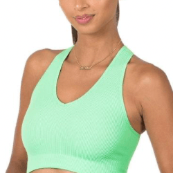 Sandy Ribbed Cropped Raceback tank top - La Belle Gina Boutique