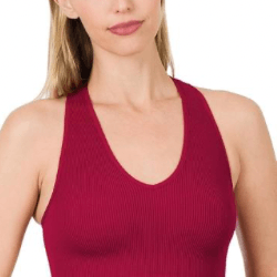 Sandy Ribbed Cropped Raceback tank top - La Belle Gina Boutique