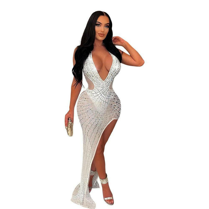 Sara Mesh Embellished Maxi Dress-Black - La Belle Gina Boutique