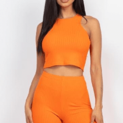 Sasha crop tank top and biker shorts set - La Belle Gina Boutique