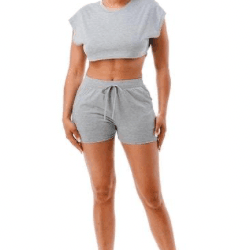 Sasha crop top shorts front pockets set - La Belle Gina Boutique