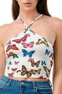 Sasha halter neck butterfly print crop top - La Belle Gina Boutique