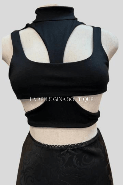 Sasha High neckline/under boob cut out double layered - La Belle Gina Boutique