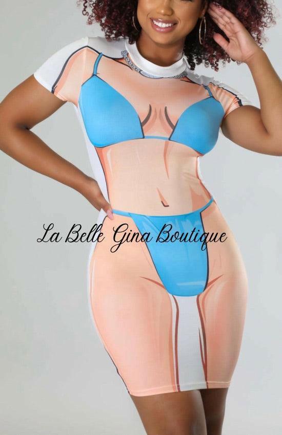 Sasha printing underwear outer wear dress - La Belle Gina Boutique