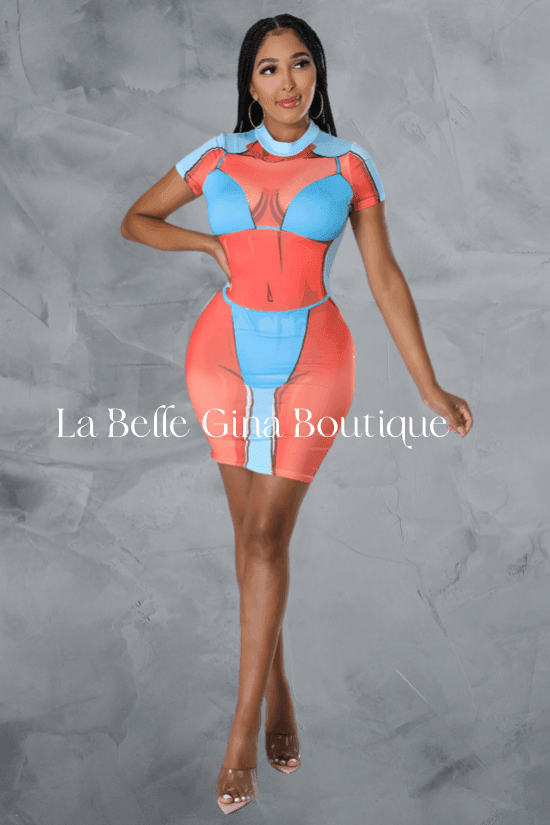 Sasha printing underwear outer wear dress - La Belle Gina Boutique