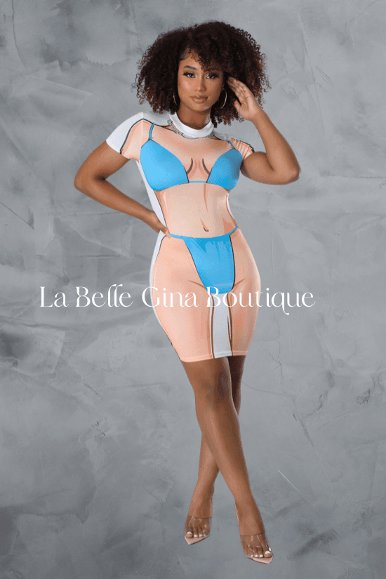 Sasha printing underwear outer wear dress - La Belle Gina Boutique