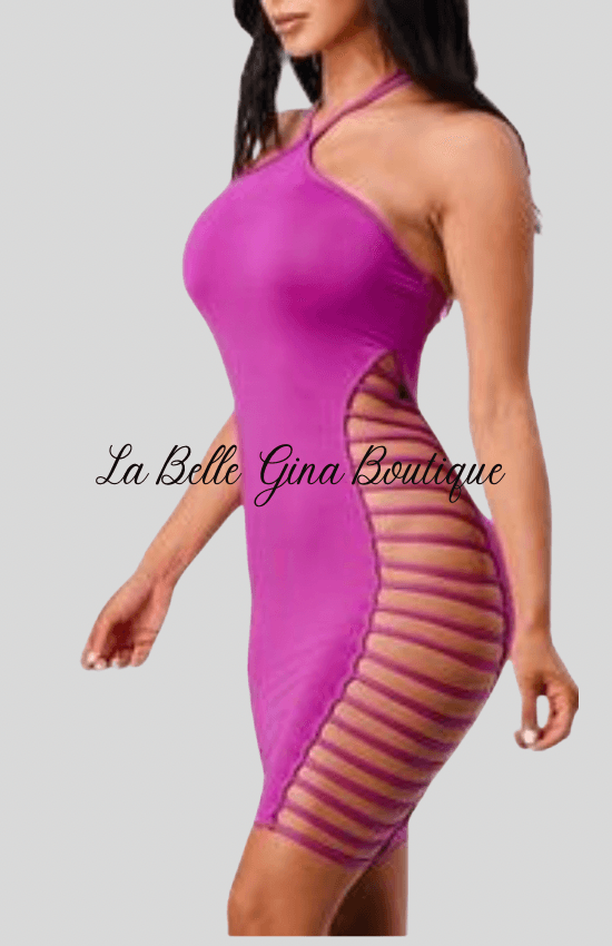 SEXY side cut out bodycon mini dress - La Belle Gina Boutique