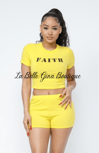 Sofia faith short sleeves crop top set - La Belle Gina Boutique