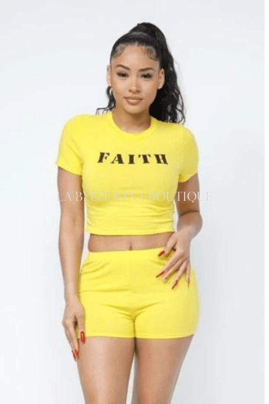 Sofia faith short sleeves crop top set - La Belle Gina Boutique