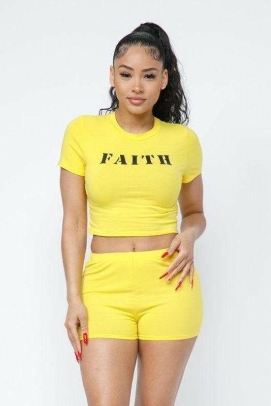 Sofia faith short sleeves crop top set - La Belle Gina Boutique