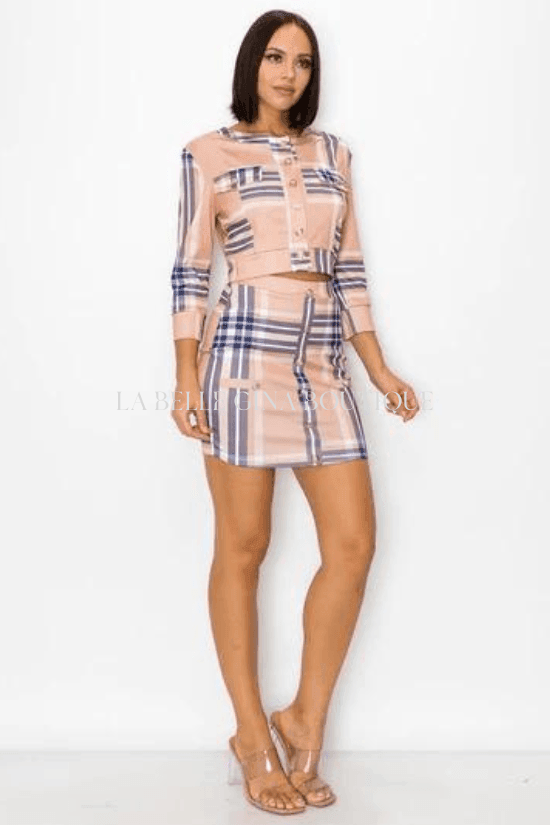 SOFIE long sleeves top and skirt set - La Belle Gina Boutique