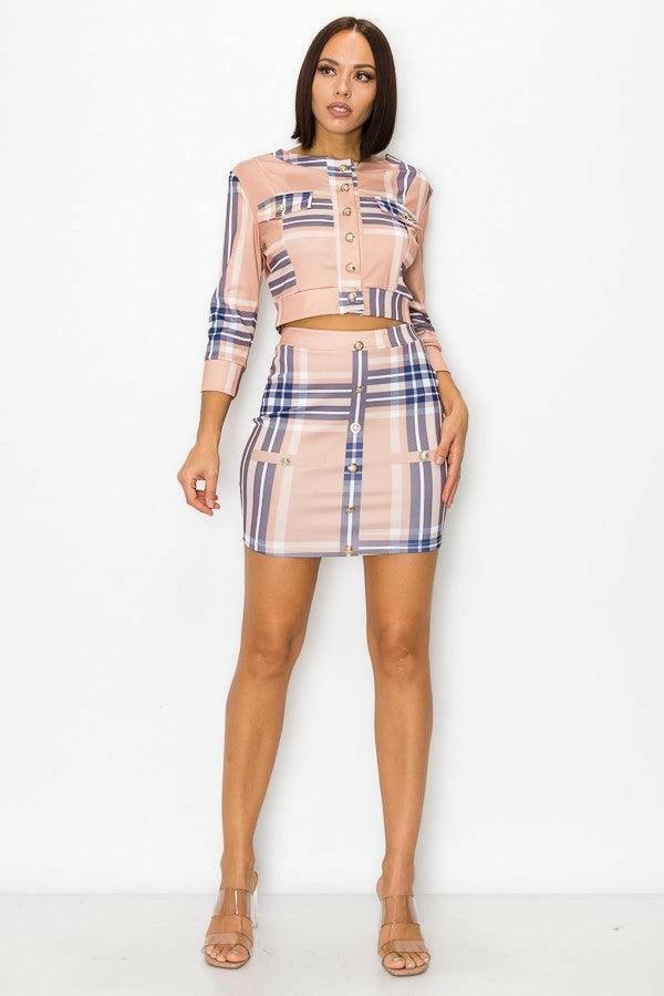 SOFIE long sleeves top and skirt set - La Belle Gina Boutique