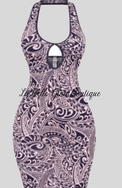 Sophia sleeveless tribal printed mini dress - La Belle Gina Boutique