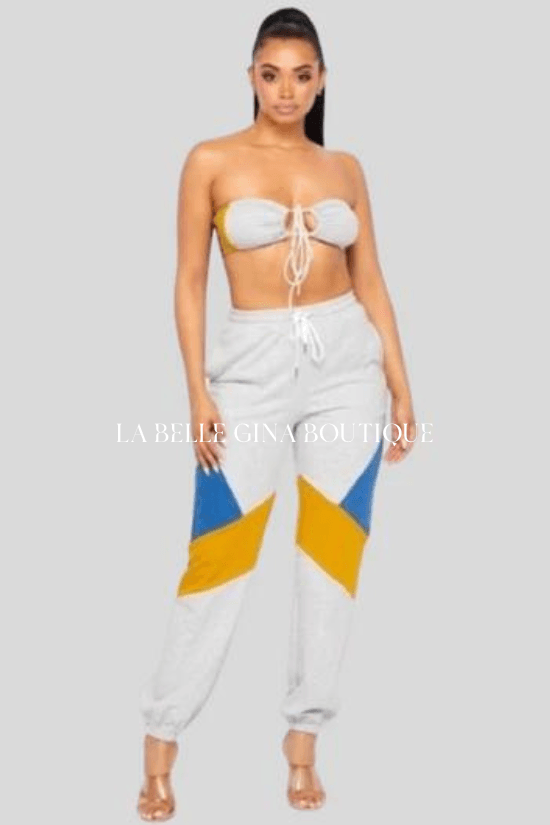 TERRY two piece set bralette with joggers - La Belle Gina Boutique