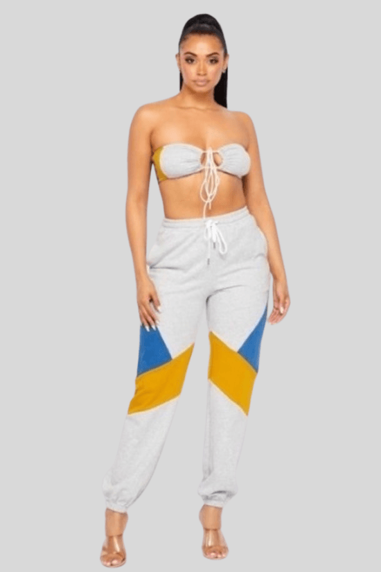 TERRY two piece set bralette with joggers - La Belle Gina Boutique