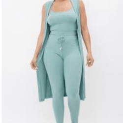 THREE piece ribbed legging set with top and cardigan - La Belle Gina Boutique